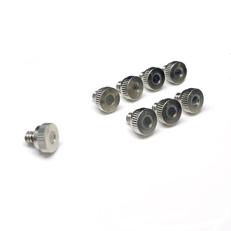10PCS Nickel Plated Thread Brass Misting Nozzle 0.1-0.5mm Orifice Mister Parts Fog Nozzle For Misting System Outdoor Cooling