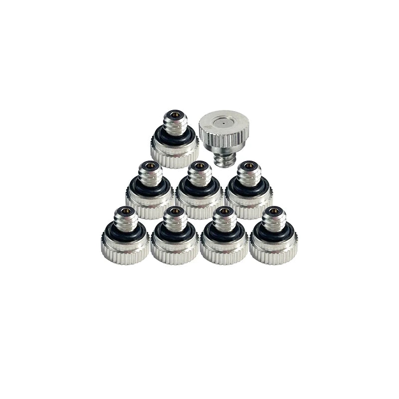 10PCS Nickel Plated Thread Brass Misting Nozzle 0.1-0.5mm Orifice Mister Parts Fog Nozzle For Misting System Outdoor Cooling