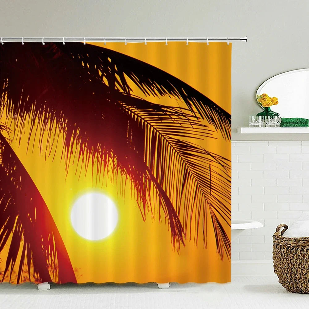 Seascape Beach Shower Curtains Bathroom Shower Curtain 3D Fabric Shower Curtain Waterproof Shower Curtain Cortina de Ducha