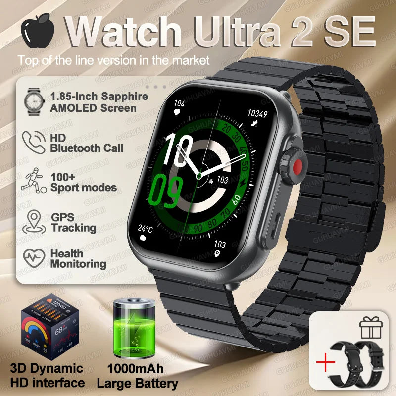 For IOS Watch Ultra 2 SE Men Women Smart Bracelet 1000mAh Battery GPS AMOLED Display Bluetooth Call Sport Waterproof Smart Watch