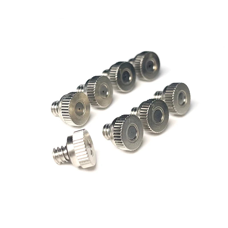 10PCS Nickel Plated Thread Brass Misting Nozzle 0.1-0.5mm Orifice Mister Parts Fog Nozzle For Misting System Outdoor Cooling