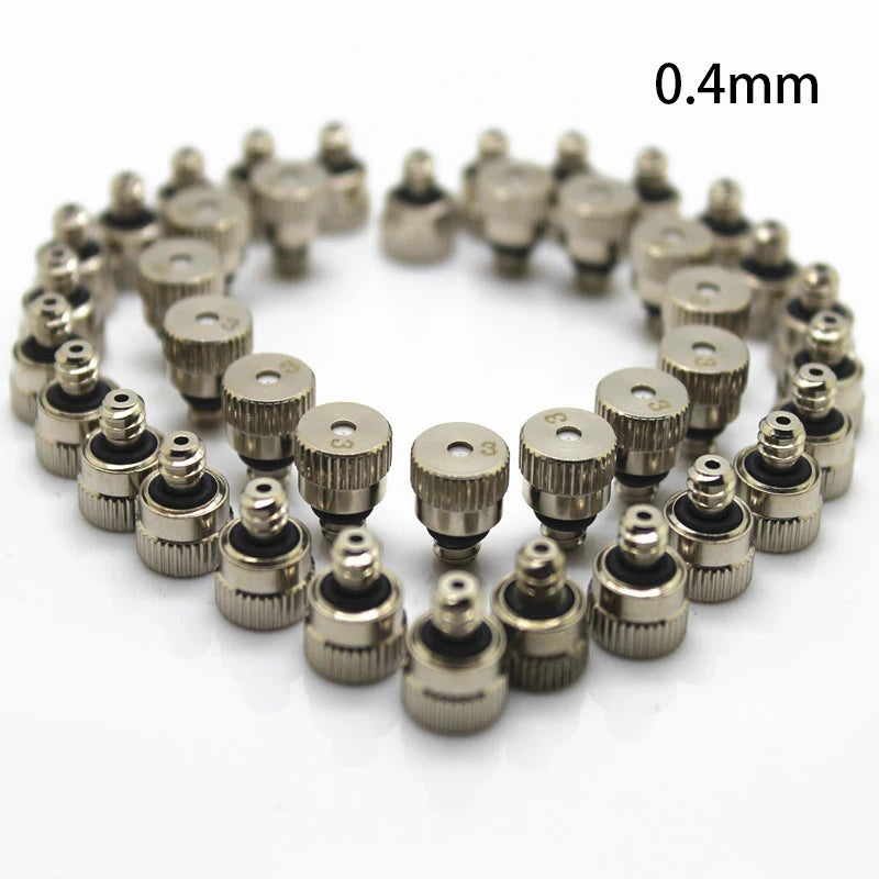 10PCS Nickel Plated Thread Brass Misting Nozzle 0.1-0.5mm Orifice Mister Parts Fog Nozzle For Misting System Outdoor Cooling
