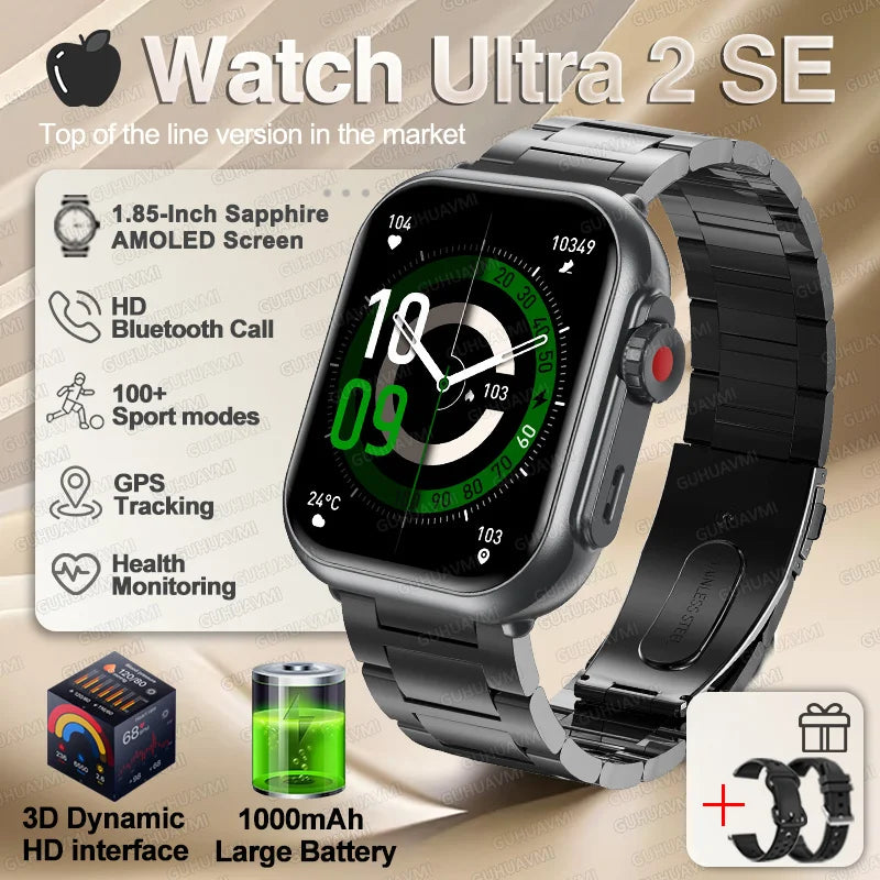 For IOS Watch Ultra 2 SE Men Women Smart Bracelet 1000mAh Battery GPS AMOLED Display Bluetooth Call Sport Waterproof Smart Watch