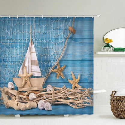 Seascape Beach Shower Curtains Bathroom Shower Curtain 3D Fabric Shower Curtain Waterproof Shower Curtain Cortina de Ducha