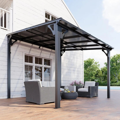 10x14 FT Lean To Gazebo, Pergolas and Gazebos Clearance, Awnings for Patio Covers for Shade and Rain Outdoor Gazebo