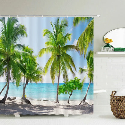 Seascape Beach Shower Curtains Bathroom Shower Curtain 3D Fabric Shower Curtain Waterproof Shower Curtain Cortina de Ducha