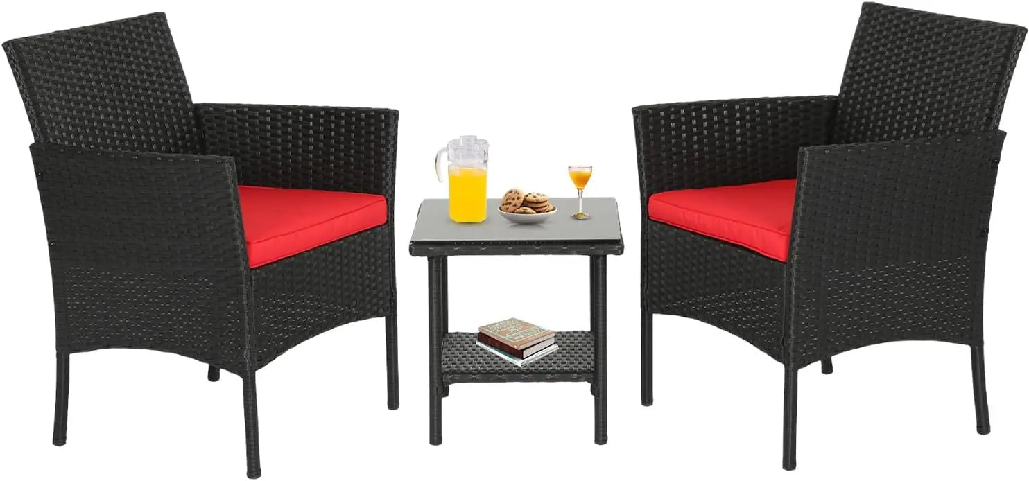 Patio Furniture Sets 5 Pieces Outdoor Wicker Conversation Set Sectional Sofa Rattan Chair for Outdoor Backyard Porch Poolside B