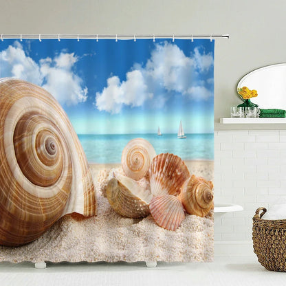 Seascape Beach Shower Curtains Bathroom Shower Curtain 3D Fabric Shower Curtain Waterproof Shower Curtain Cortina de Ducha