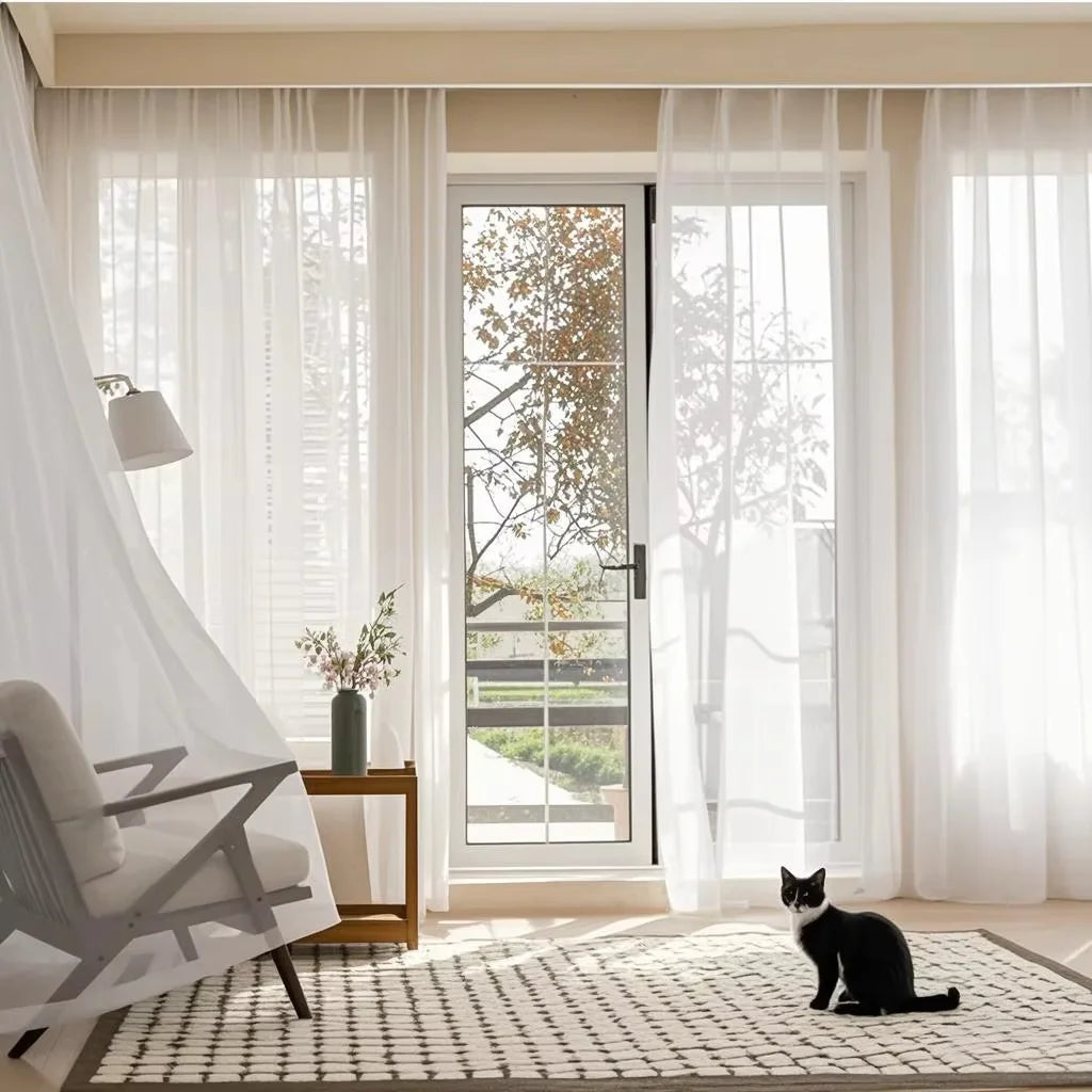 Custom Size White Sheer Curtains For Living Room Window Transparent Tulle Curtain Wedding Drapes Home Decor