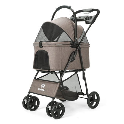 3 in 1 Pet Stroller with Removable Carrier, Folding Stroller for Small/Medium Dogs and Cats, Waterproof, All-Terrain, with Sun S
