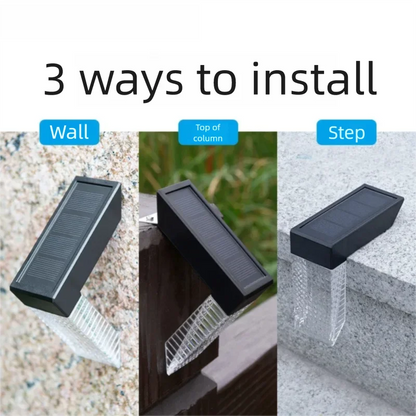 2-Pack Solar Outdoor Lights, Waterproof Sensor Stair Step Lights, Courtyard Garden Decorative Wall Lights, Energy-Saving Lighting for Patio and Walkways