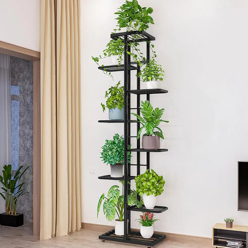 8-Tier Metal Plant Stand Indoor Outdoor 9 Potted Plant Holders Plant Shelf Flower Display Rack For Corner Balcony Patio