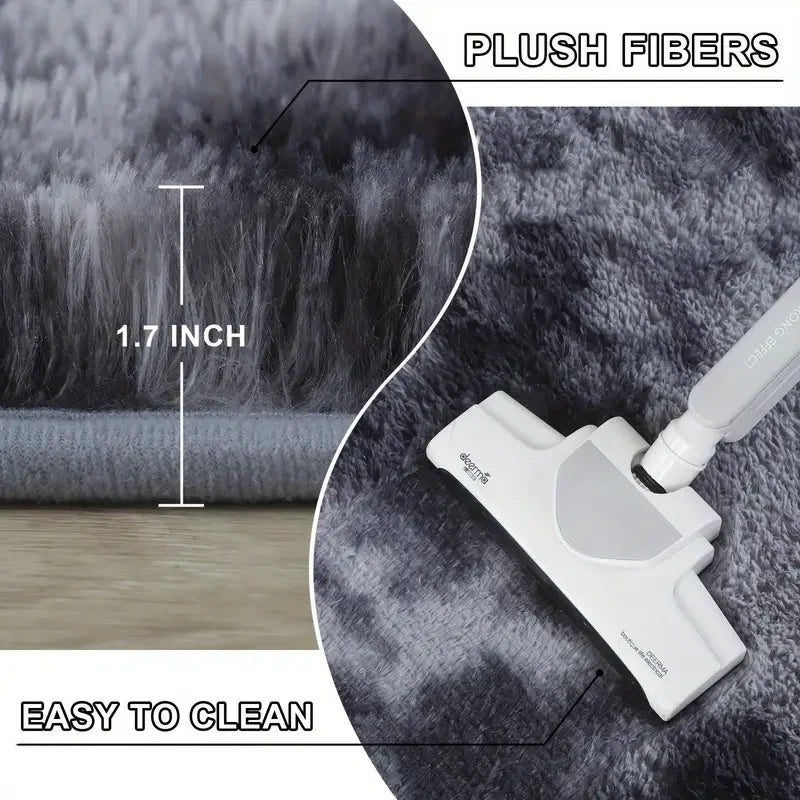 Round fluffy plush carpet - Soft and fluffy, dyed solid dark color, anti-slip, machine washable - Perfect for living room, sofa,