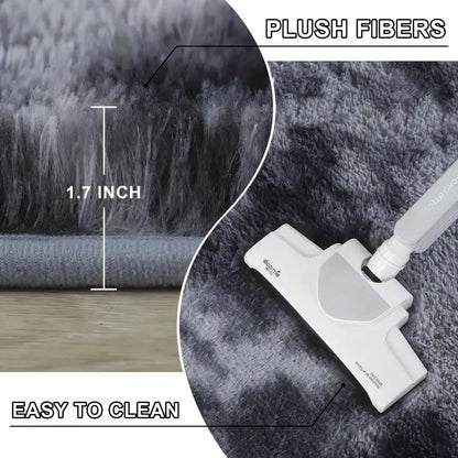 Round fluffy plush carpet - Soft and fluffy, dyed solid dark color, anti-slip, machine washable - Perfect for living room, sofa,