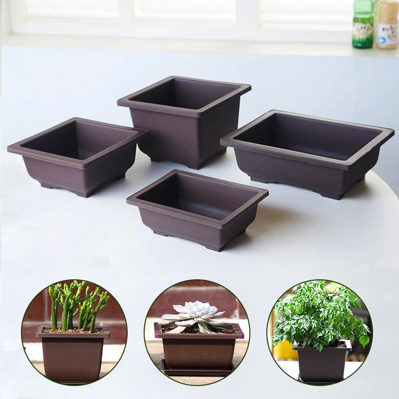 Bonsai Pots for Succulents Bonsai Vase Rectangle Plant Pots for Plants Outdoor Garden Pot Flowerpots Tray Garden Supplies