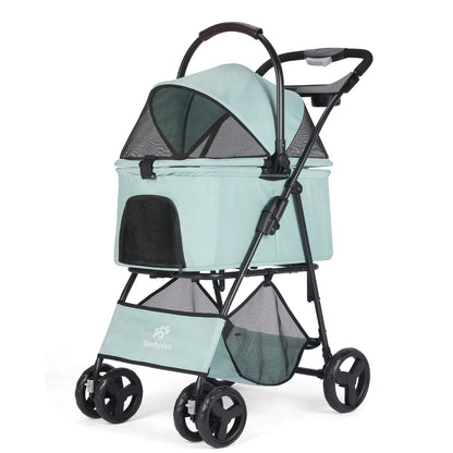 3 in 1 Pet Stroller with Removable Carrier, Folding Stroller for Small/Medium Dogs and Cats, Waterproof, All-Terrain, with Sun S