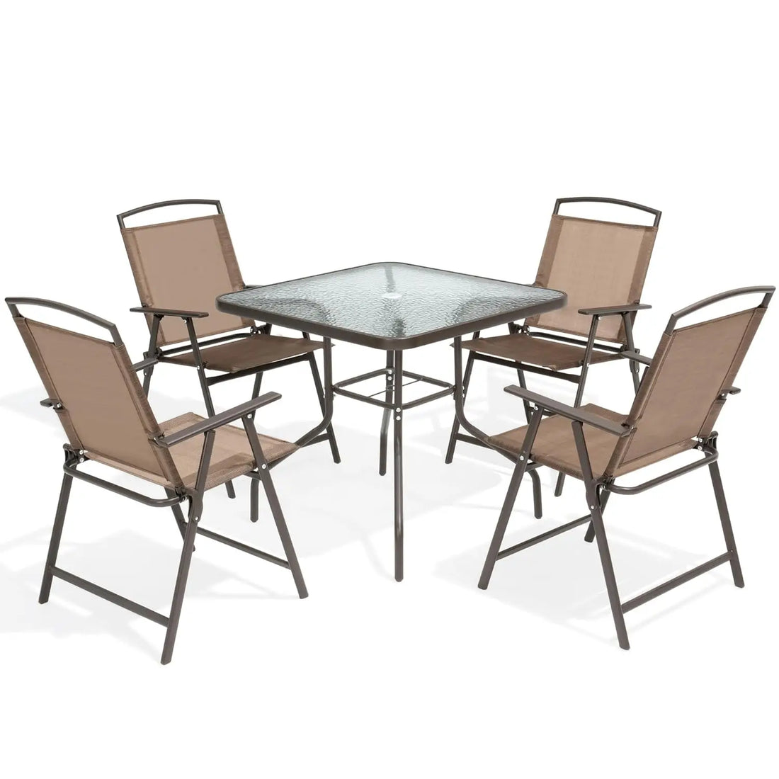 5 Piece Outdoor Dining Set, Patio Table and Chairs Set,Outdoor Metal Furniture Set,4 Folding Chairs and Square, Customized