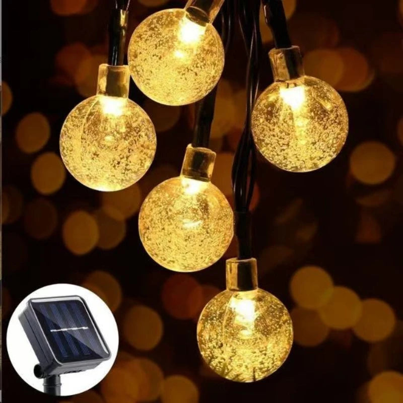 New Outdoor Solar Bubble Ball Light String Outdoor Camping Light String Water Drop Decorative Light Crystal Ball LED Color Light