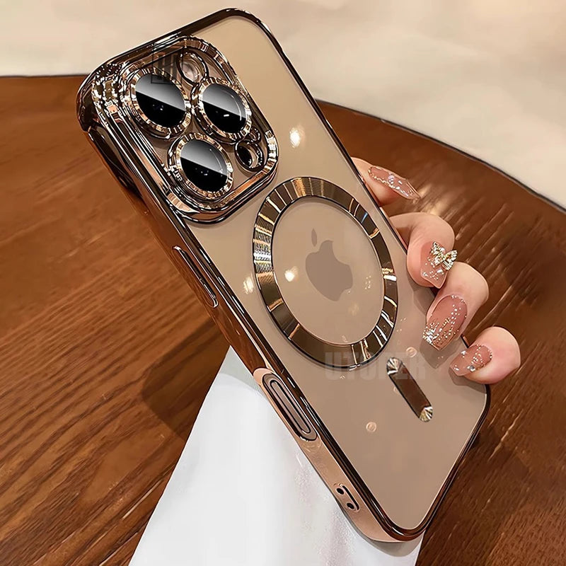 Official Desert Gold Phone Case For iPhone 17 Air 16 15 14 13 12 11 Pro Max Plus Clear Magsafe Magnetic Lens Protect Soft Cover