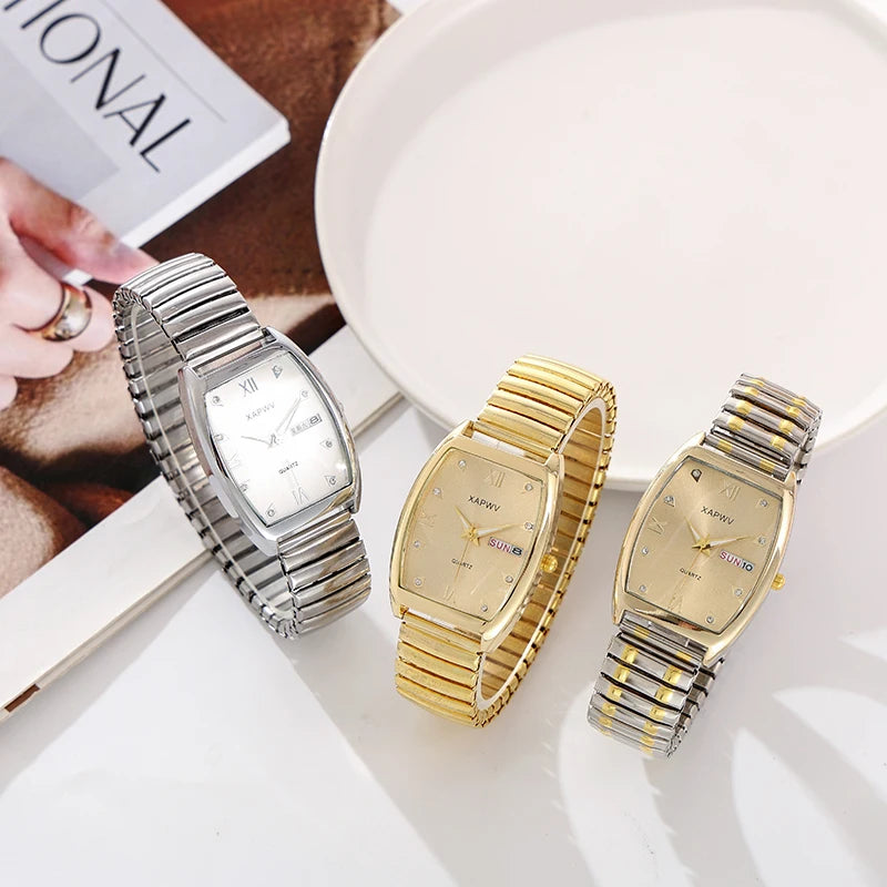 Barrel-Shaped Diamond-Encrusted Dual Calendar Week Men&