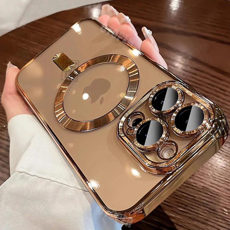 Official Desert Gold Phone Case For iPhone 17 Air 16 15 14 13 12 11 Pro Max Plus Clear Magsafe Magnetic Lens Protect Soft Cover