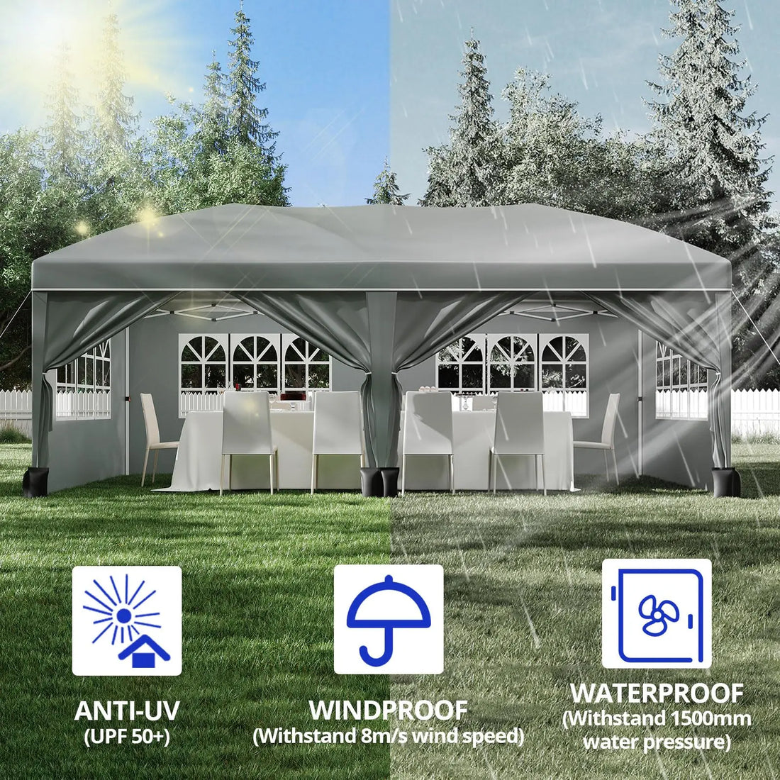 10x20 FT Pop Up Canopy Tent Heavy Duty Outdoor Party Gazebo With 6 Removable Sidewalls Waterproof For Wedding Backyard