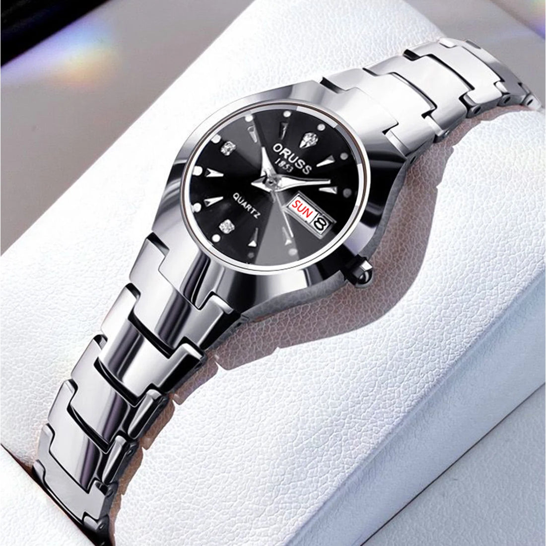 ORUSS Couple Watch Waterproof Casual Fashion Women Men Quartz Watches Ladies Stainless Date Week Men Clock Lover&