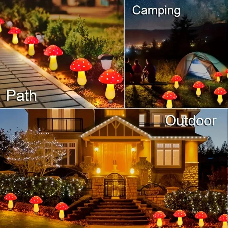 20 Pcs Solar-Powered Red Mushroom Lights Outdoor Garden Decor with 8 Lighting Modes  for Patio Pathway Party Garden Decor