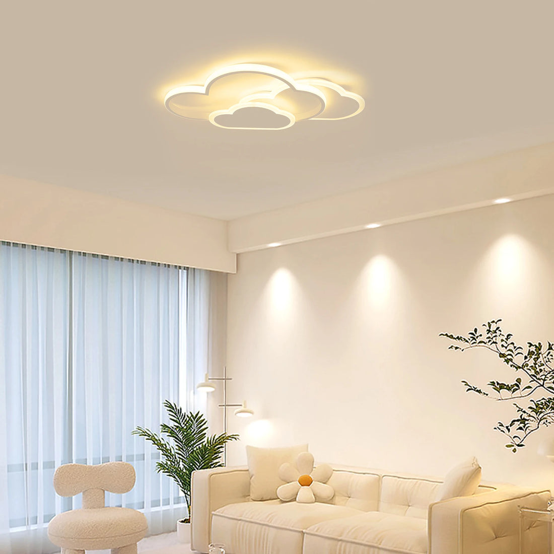Cloud Shape LED Ceiling Light Fixture Modern 3-Color Lighting Acrylic Ceiling Lamp for Living Room Bedroom Kid&