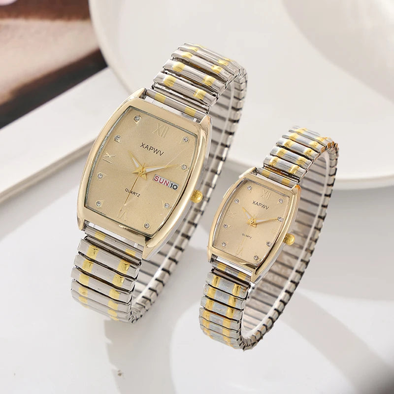 Barrel-Shaped Diamond-Encrusted Dual Calendar Week Men&