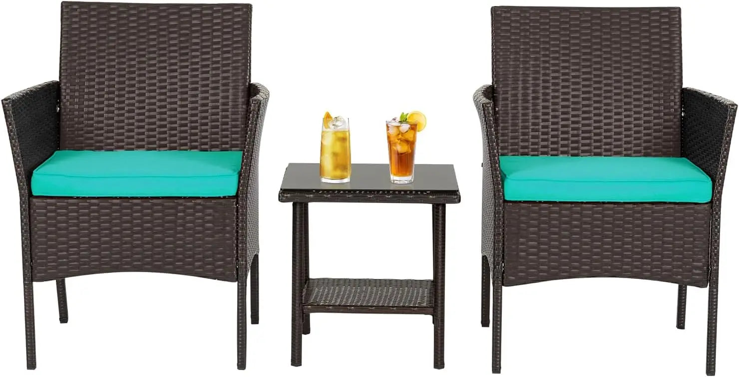 Patio Furniture Sets 5 Pieces Outdoor Wicker Conversation Set Sectional Sofa Rattan Chair for Outdoor Backyard Porch Poolside B
