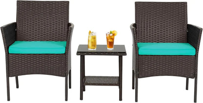 Patio Furniture Sets 5 Pieces Outdoor Wicker Conversation Set Sectional Sofa Rattan Chair for Outdoor Backyard Porch Poolside B