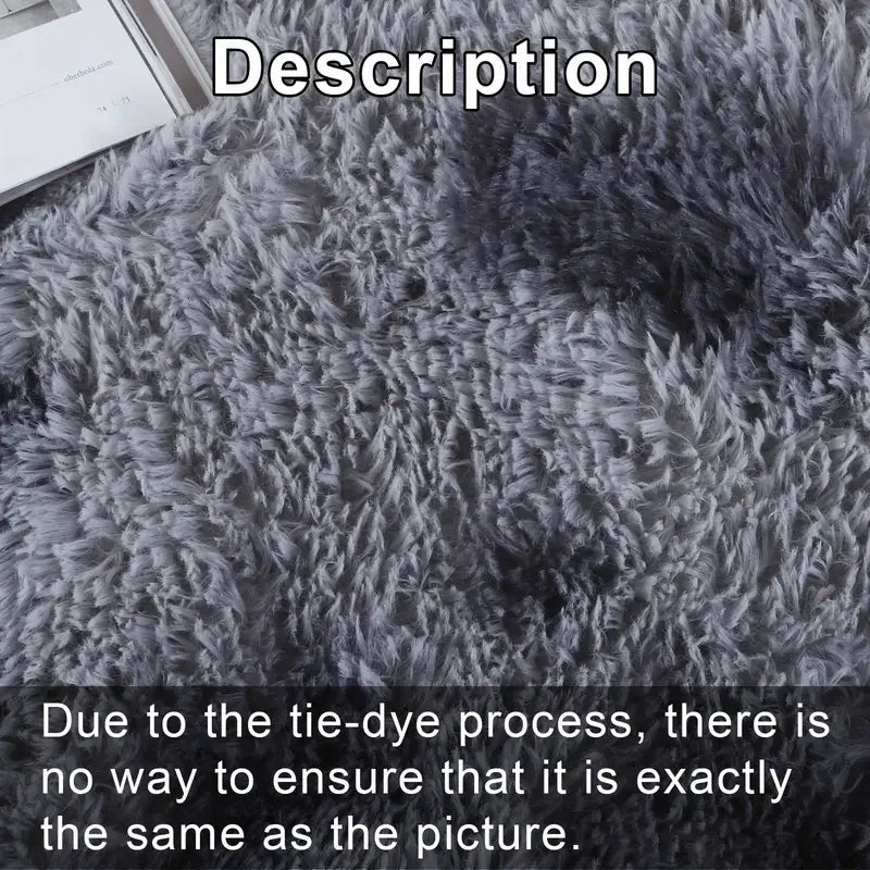 Round fluffy plush carpet - Soft and fluffy, dyed solid dark color, anti-slip, machine washable - Perfect for living room, sofa,