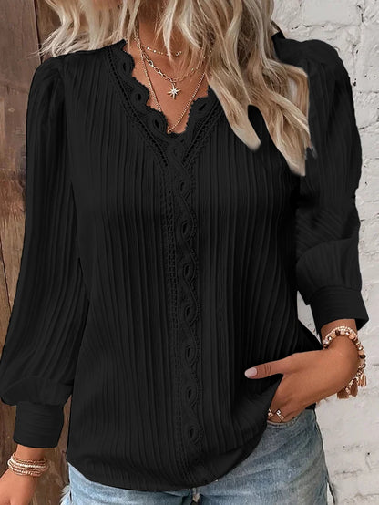 Elegant Summer Hollow Lace Patchwork Women Shirt