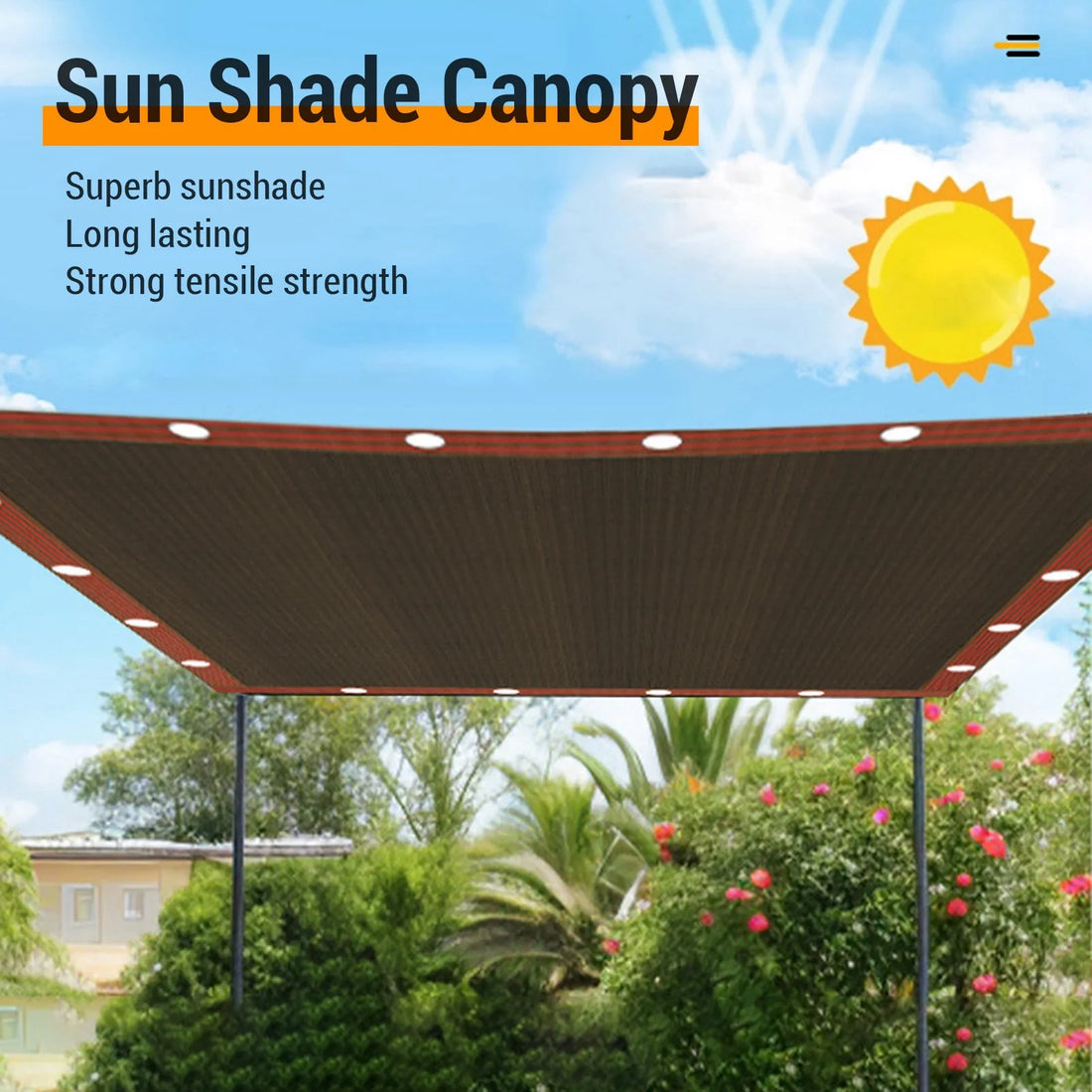 Sunblock Shade Neting Lightweight Wearproof Shade Cover Canopy 9.84x9.84ft Easy To Set Up Polyethylene for Patio