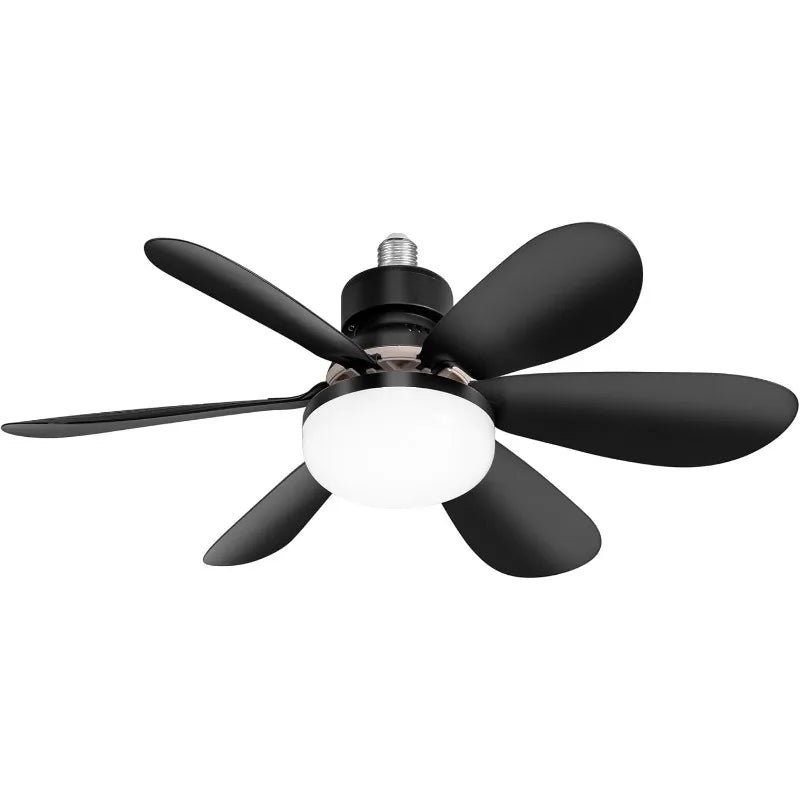 Ceiling Fans with Light Low Profile LED Socket Fan Lamps 3 Colors Dimmable Lighting for Bedroom Kitchen Garage Living Room
