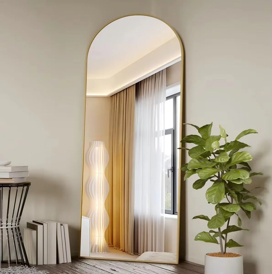 BEAUTYPEAK Arched Full Length Mirror, 71"x26" Full Body Floor Mirror Standing Hanging or Leaning Wall, Full Body Mirror Standing