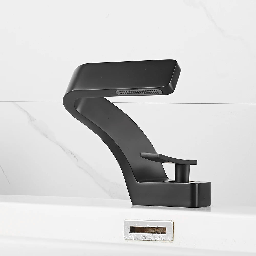 Bathroom Deck Mounted Basin Faucet Black Sink Tap Single Hole Water Tap Hot and Cold Mitigeur Salle De Bain Mixer Faucet