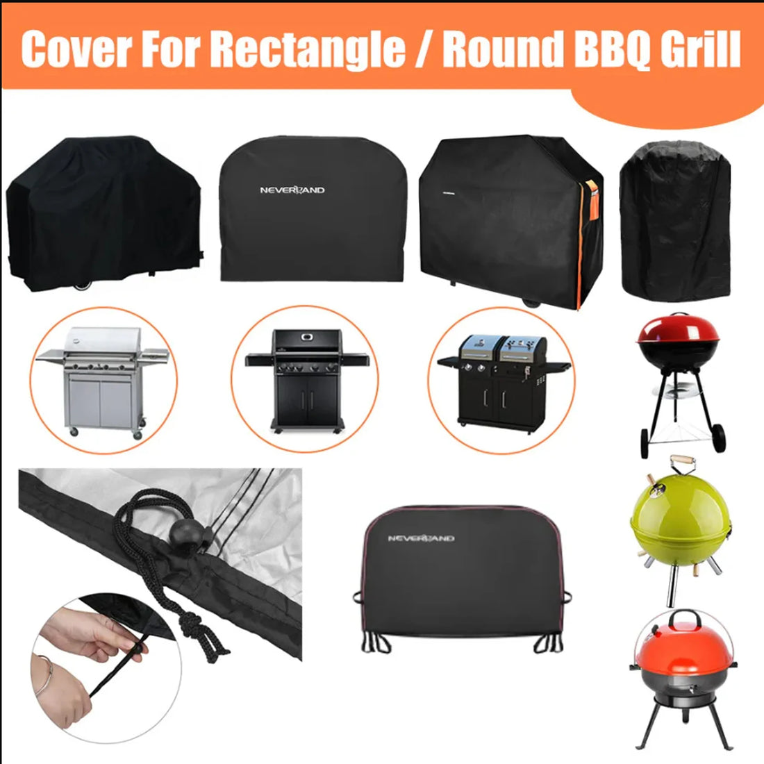 420D Oxford Cloth BBQ Cover Outdoor Dust Waterproof Rain Heavy-Duty Grill Cover Anti UV Duty Weber Heavy Protective Grill Cover