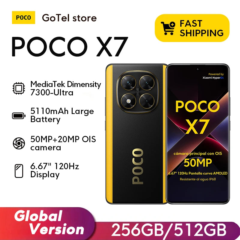 POCO X7 5G Global Version 6.67" AMOLED 120Hz 5110mAh Fast Charge 50MP Camera NFC