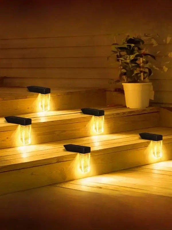 2-Pack Solar Outdoor Lights, Waterproof Sensor Stair Step Lights, Courtyard Garden Decorative Wall Lights, Energy-Saving Lighting for Patio and Walkways