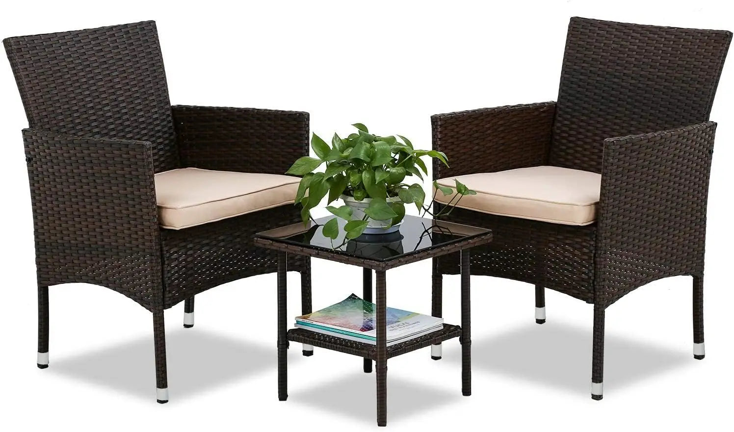 Patio Furniture Sets 5 Pieces Outdoor Wicker Conversation Set Sectional Sofa Rattan Chair for Outdoor Backyard Porch Poolside B