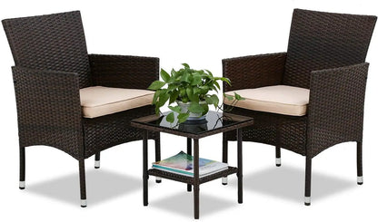 Patio Furniture Sets 5 Pieces Outdoor Wicker Conversation Set Sectional Sofa Rattan Chair for Outdoor Backyard Porch Poolside B