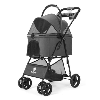 3 in 1 Pet Stroller with Removable Carrier, Folding Stroller for Small/Medium Dogs and Cats, Waterproof, All-Terrain, with Sun S