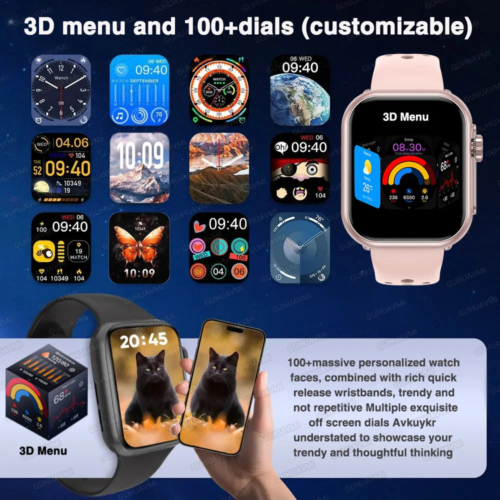 For IOS Watch Ultra 2 SE Men Women Smart Bracelet 1000mAh Battery GPS AMOLED Display Bluetooth Call Sport Waterproof Smart Watch