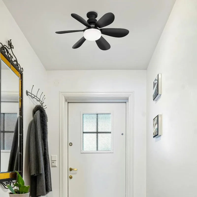 Ceiling Fans with Light Low Profile LED Socket Fan Lamps 3 Colors Dimmable Lighting for Bedroom Kitchen Garage Living Room