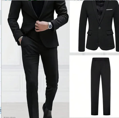 Mens Wedding Two Piece Suit Groom Best Man Slim Casual Dress
