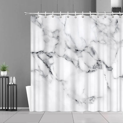 Gray Golden Crackle Marble Shower Curtain Set Modern Creative Marble Texture Fabric Bathroom Decor Curtain and Non-Slip Bath Mat