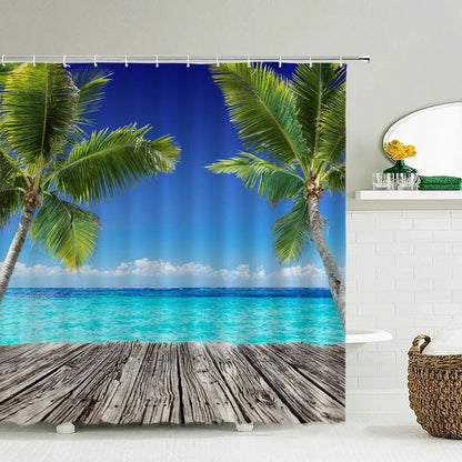 Seascape Beach Shower Curtains Bathroom Shower Curtain 3D Fabric Shower Curtain Waterproof Shower Curtain Cortina de Ducha