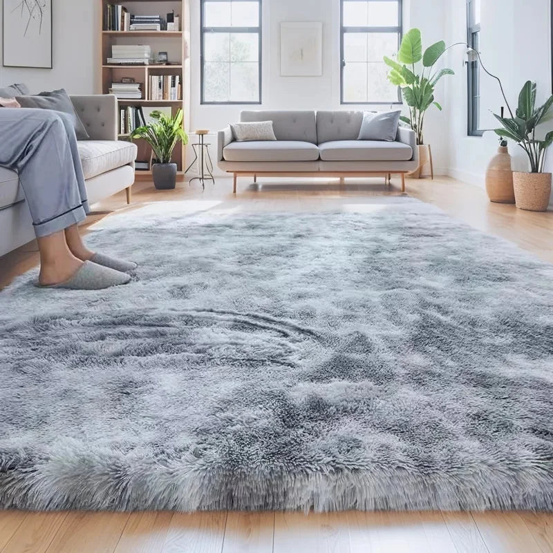 Shaggy Area Gray Rug For Living Room Super Soft Long Pile Bedroom Carpet Non-Slip Children&